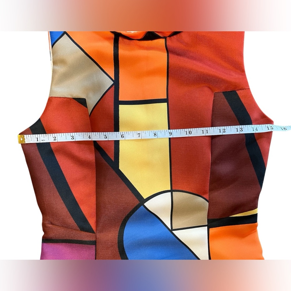 EUC Retro Geometric Print Sleeveless  A Line Mondrian Style Op Art Dress Small - Picture 15 of 16